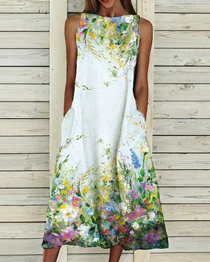 Eurydamiae - Ladies summer midi dress with floral pattern