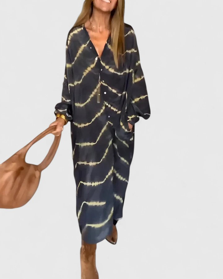 Thetisa - Elegant Boho Striped Maxi Dress