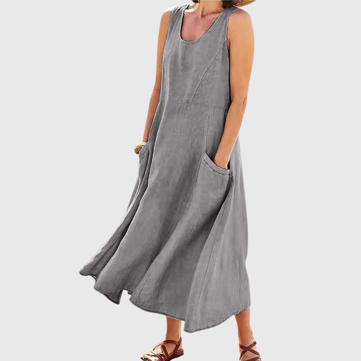 Amphitriteaia - Casual Sleeveless Dress with Pockets