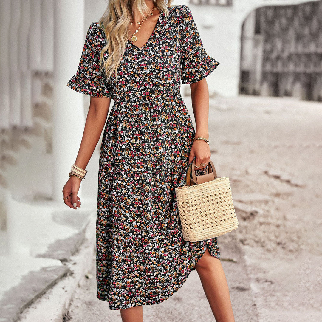 Arete - Summer floral midi dress