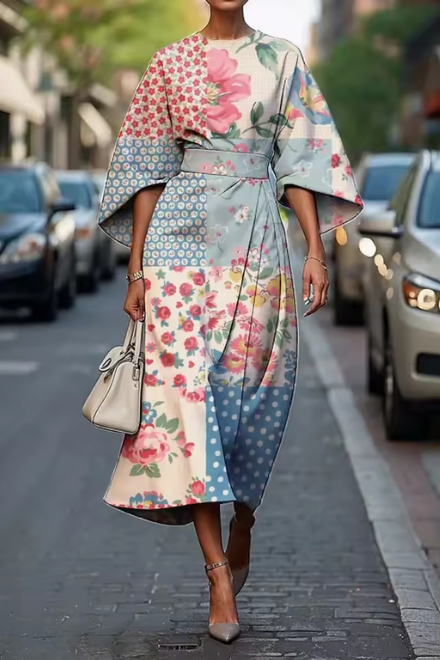 Floral Belted Midi Dress