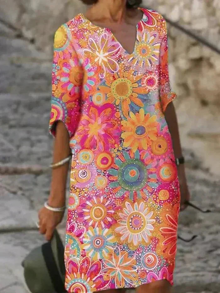 Nira | Vibrant Floral Midi Dress