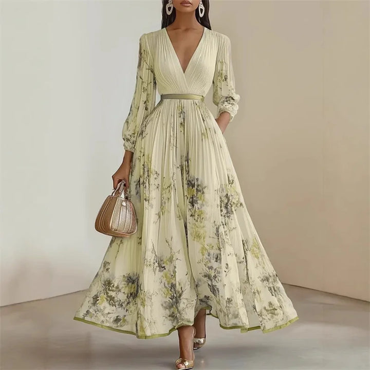 Robe longue Camille plissée à fleurs