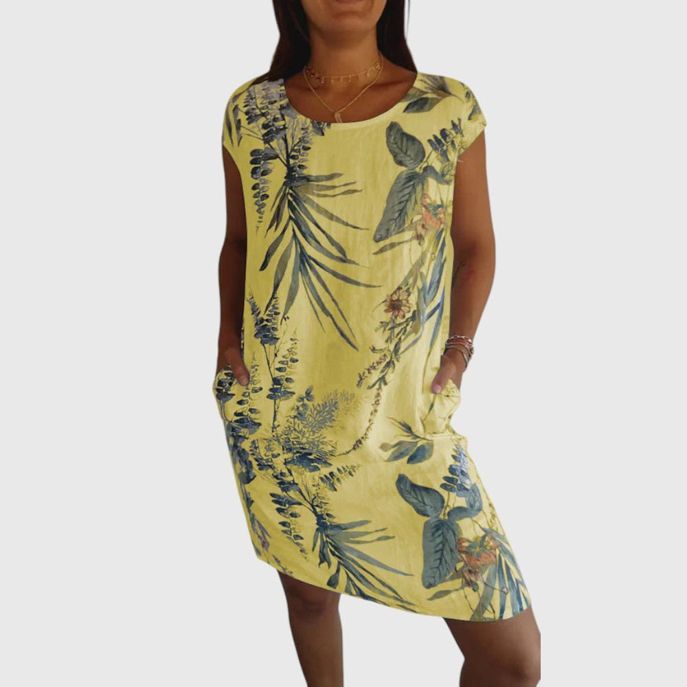 Aglaia - Leaf Print Dress - ByClothique