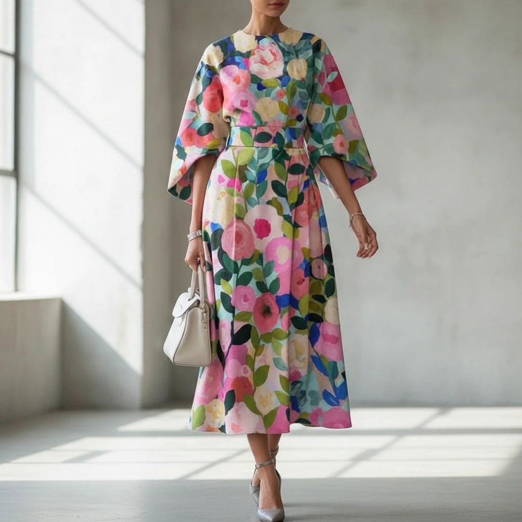 Floral Belted Midi Dress