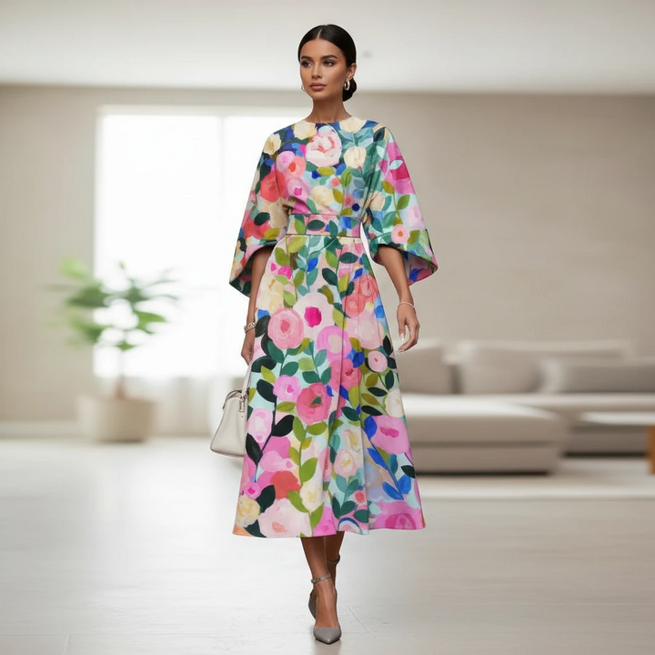 Floral Belted Midi Dress