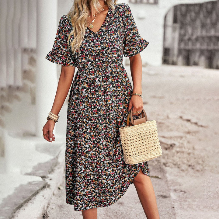 Arete - Summer floral midi dress - ByClothique