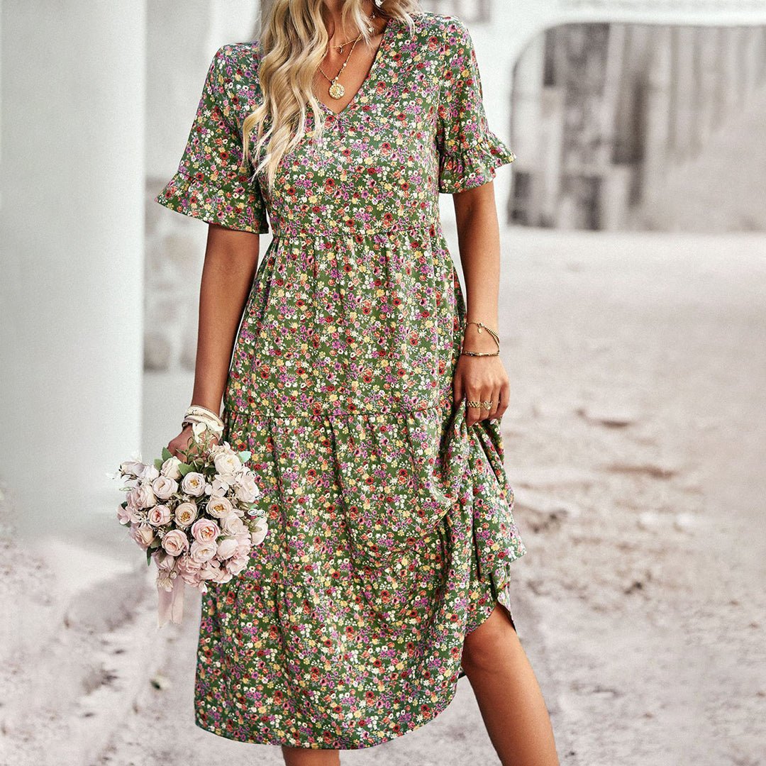 Arete - Summer floral midi dress - ByClothique
