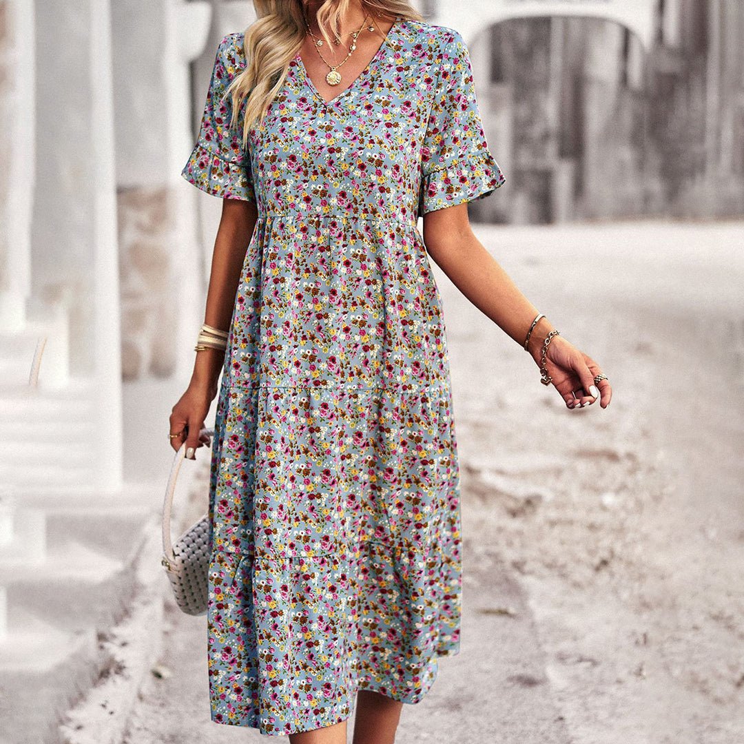 Arete - Summer floral midi dress - ByClothique