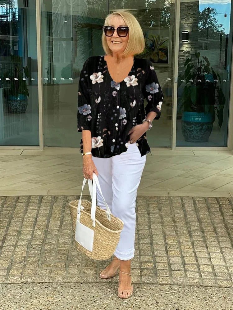 AUDREY Elegant Floral Blouse - ByClothique