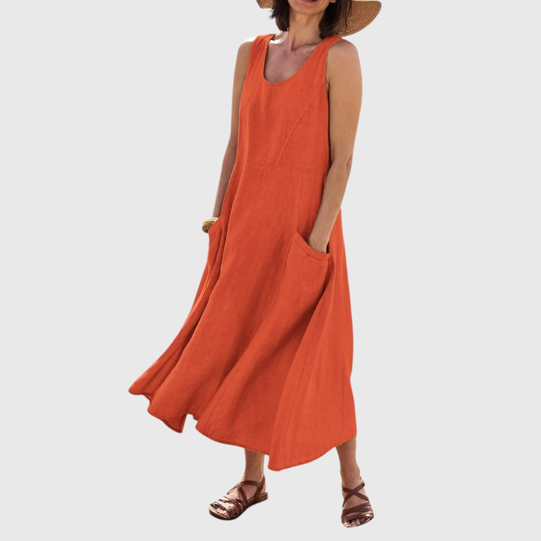 Amphitriteaia - Casual Sleeveless Dress with Pockets
