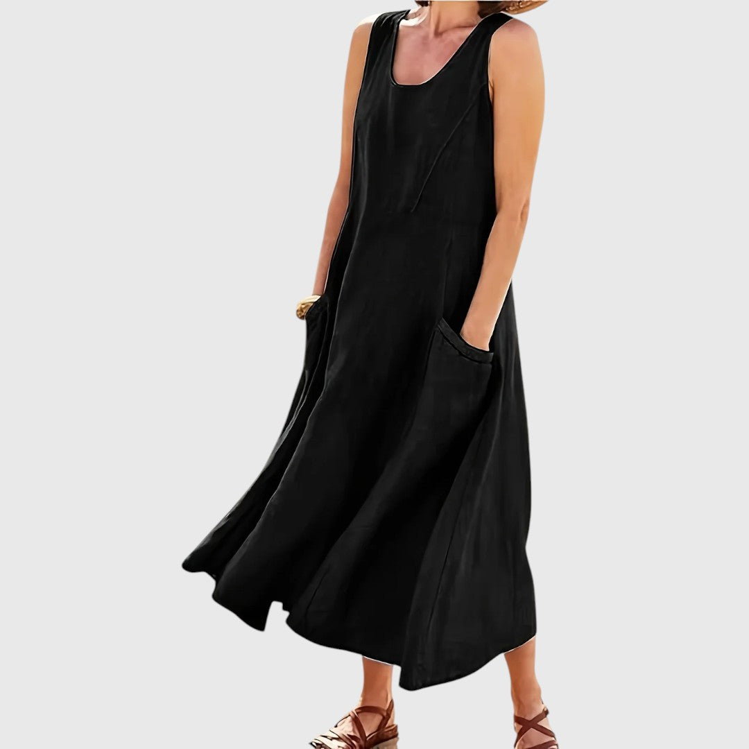 Amphitriteaia - Casual Sleeveless Dress with Pockets