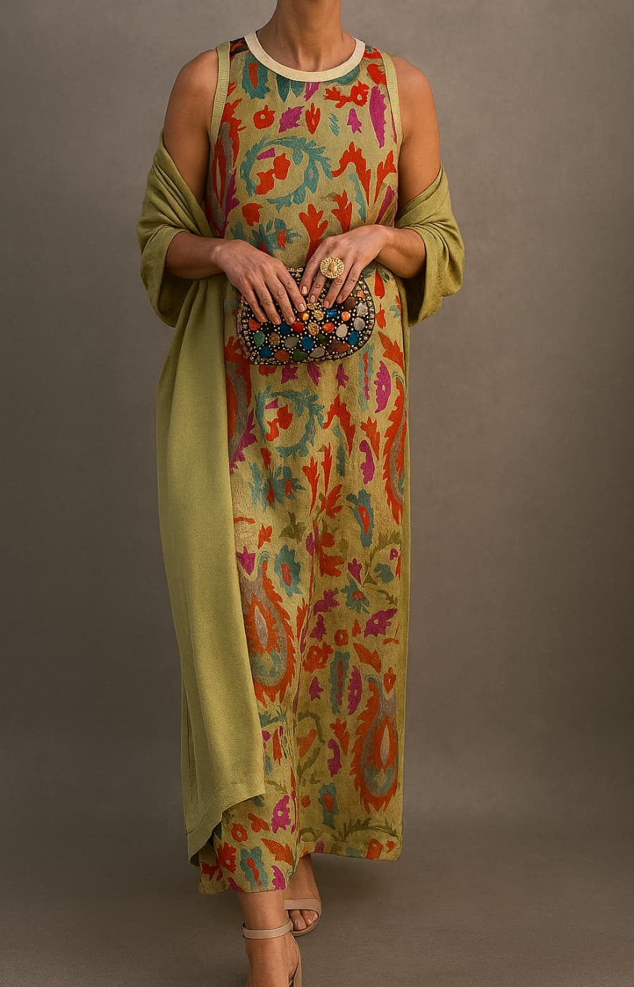 Chloe Elegant maxi dress with matching stole - ByClothique