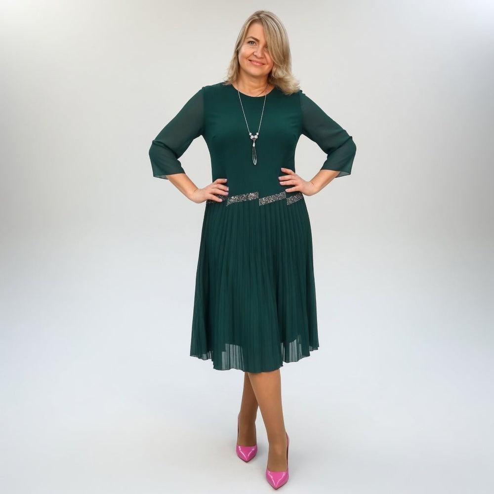 Christèle™ Sophisticated Elegance Pleated Midi Dress - ByClothique