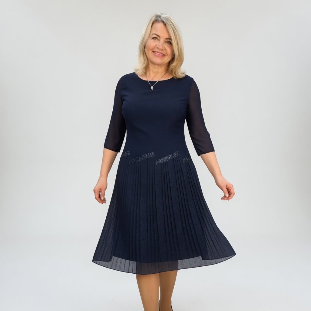 Christèle™ Sophisticated Elegance Pleated Midi Dress - ByClothique