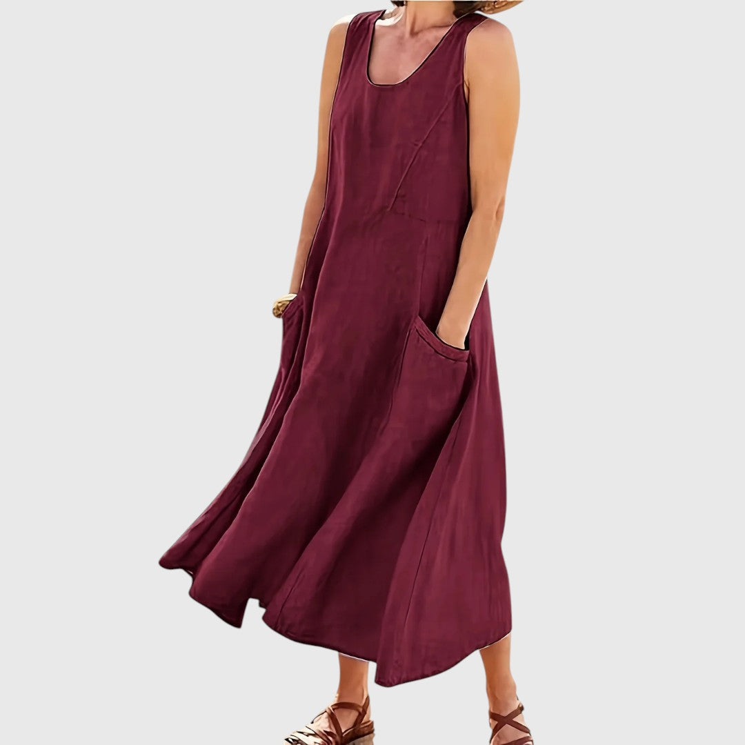 Amphitriteaia - Casual Sleeveless Dress with Pockets