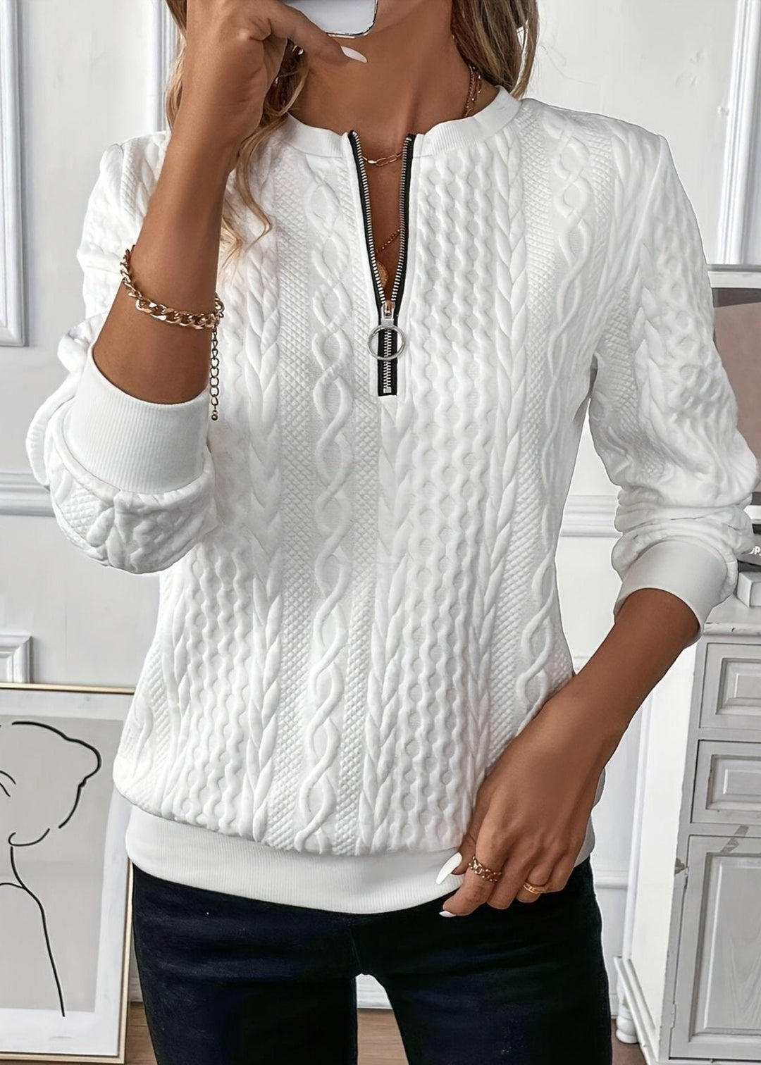 EMMA™ | Elegant Quarter - Zip Sweater - ByClothique