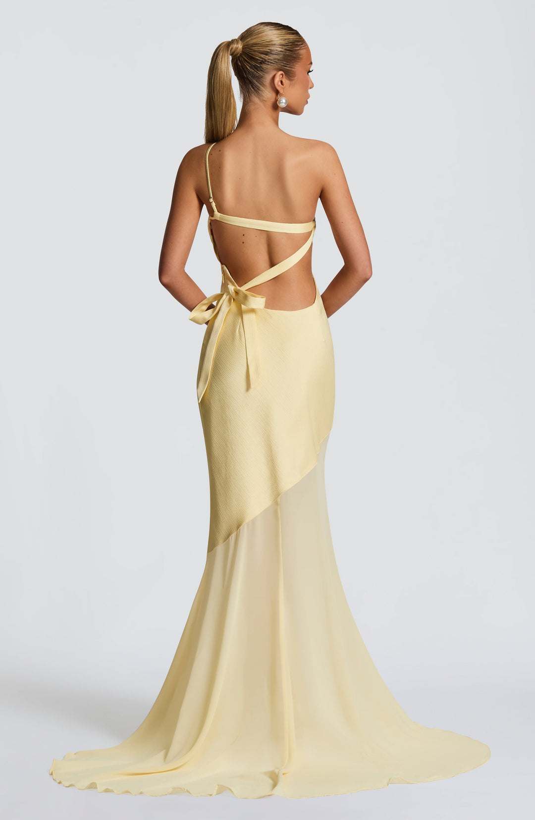 Tycheessa -  One-Shoulder Mesh Gown