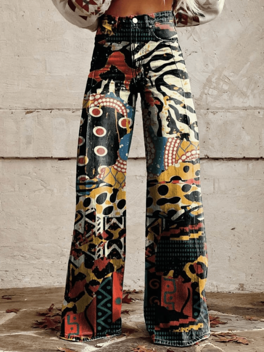 FELICITY™ - Artistic Print Wide - Leg Pants - ByClothique