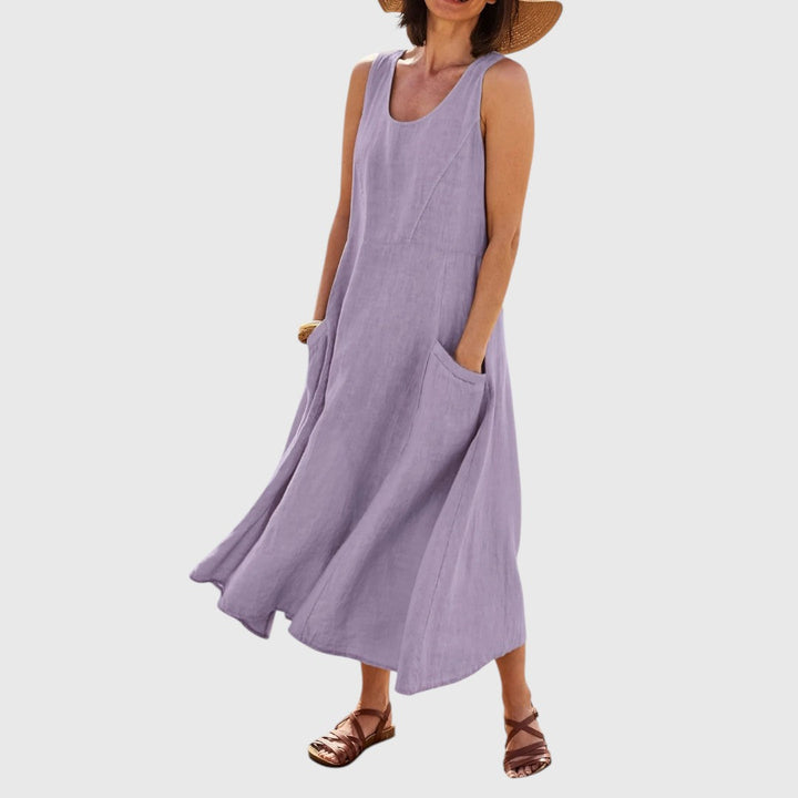 Amphitriteaia - Casual Sleeveless Dress with Pockets