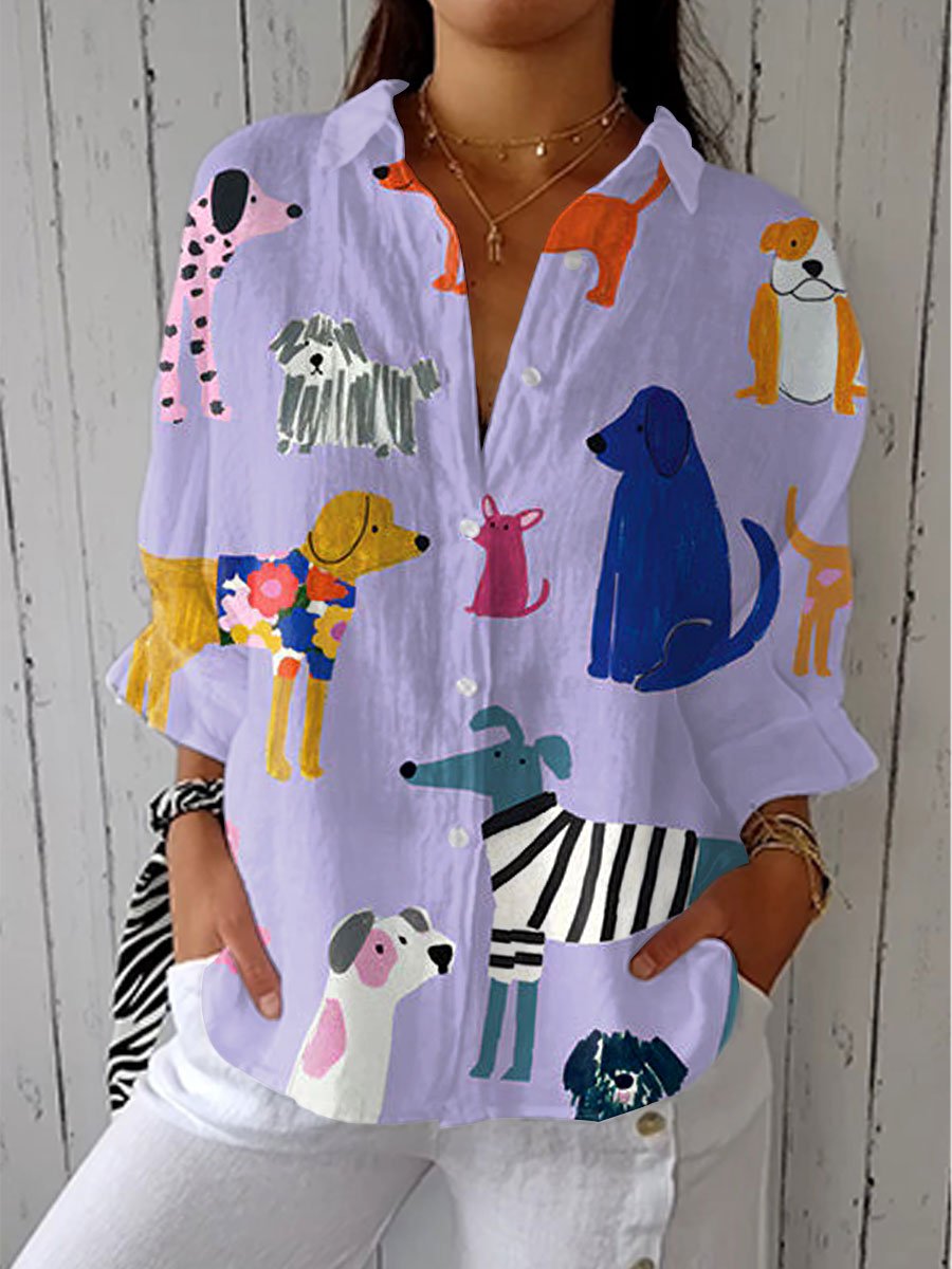 Florence | Playful Dogs Blouse - ByClothique