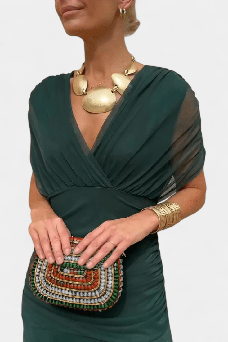 Florendra | Long Floral V Neck Dress - ByClothique