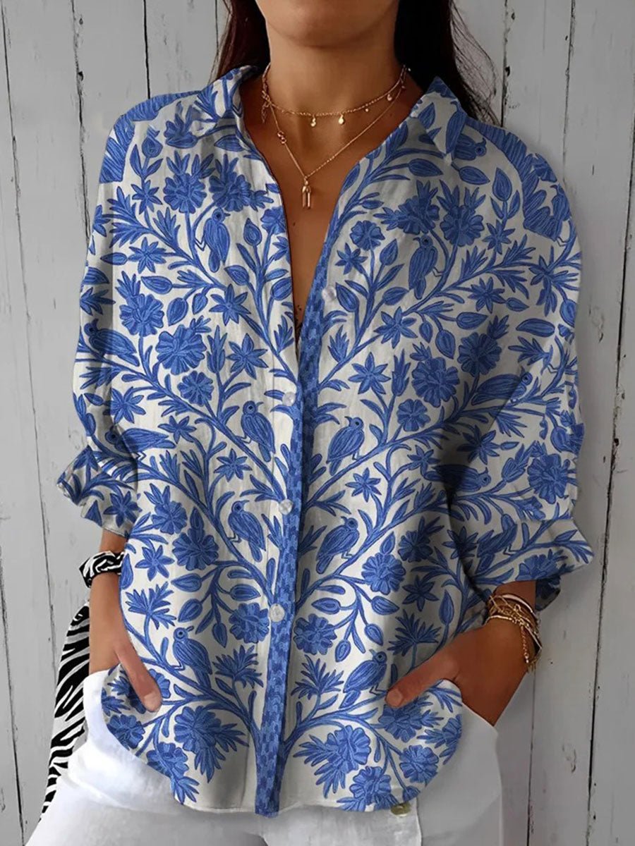 Frederikke | Blue Garden Blouse - ByClothique