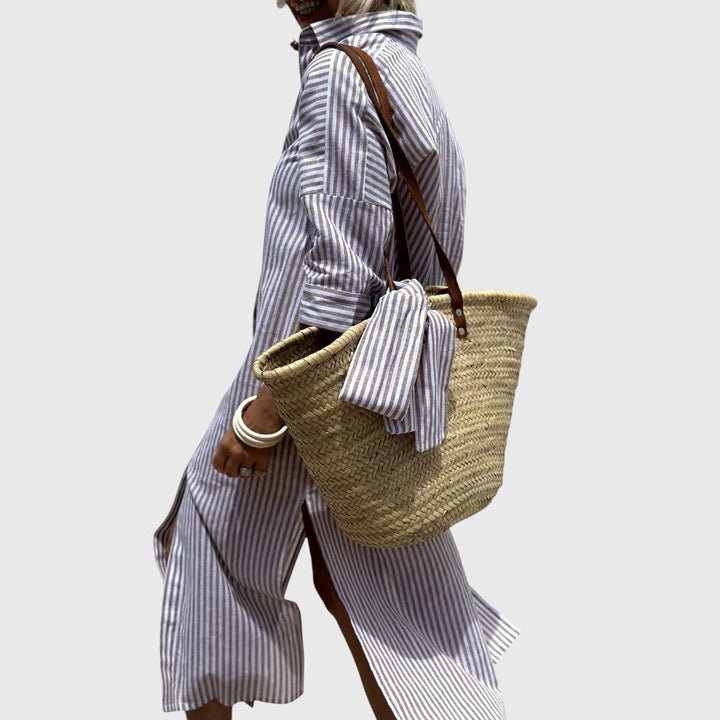 Despinaa - Elegant striped shirt dress