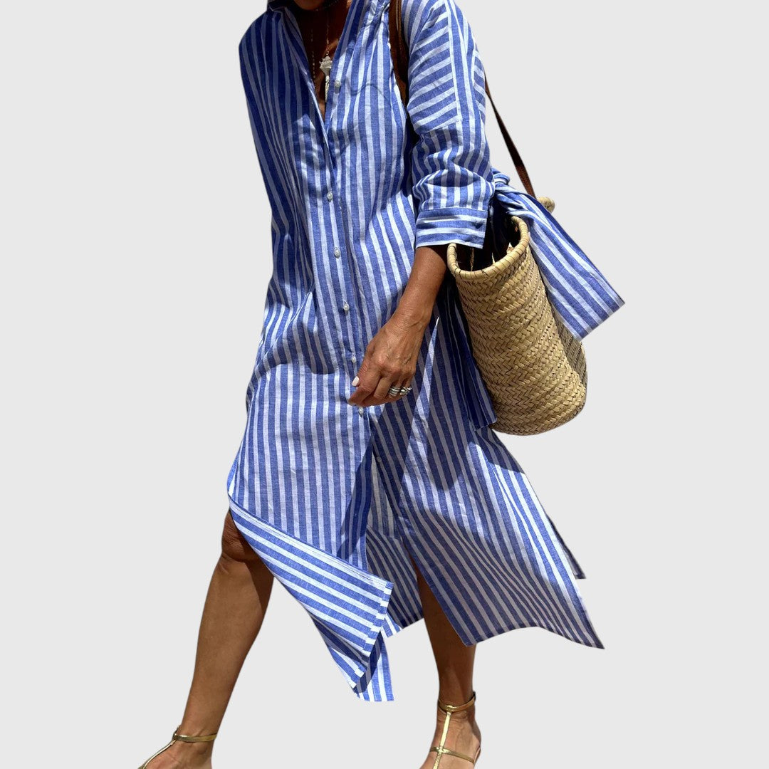 Despinaa - Elegant striped shirt dress