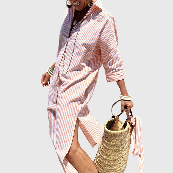 Despinaa - Elegant striped shirt dress