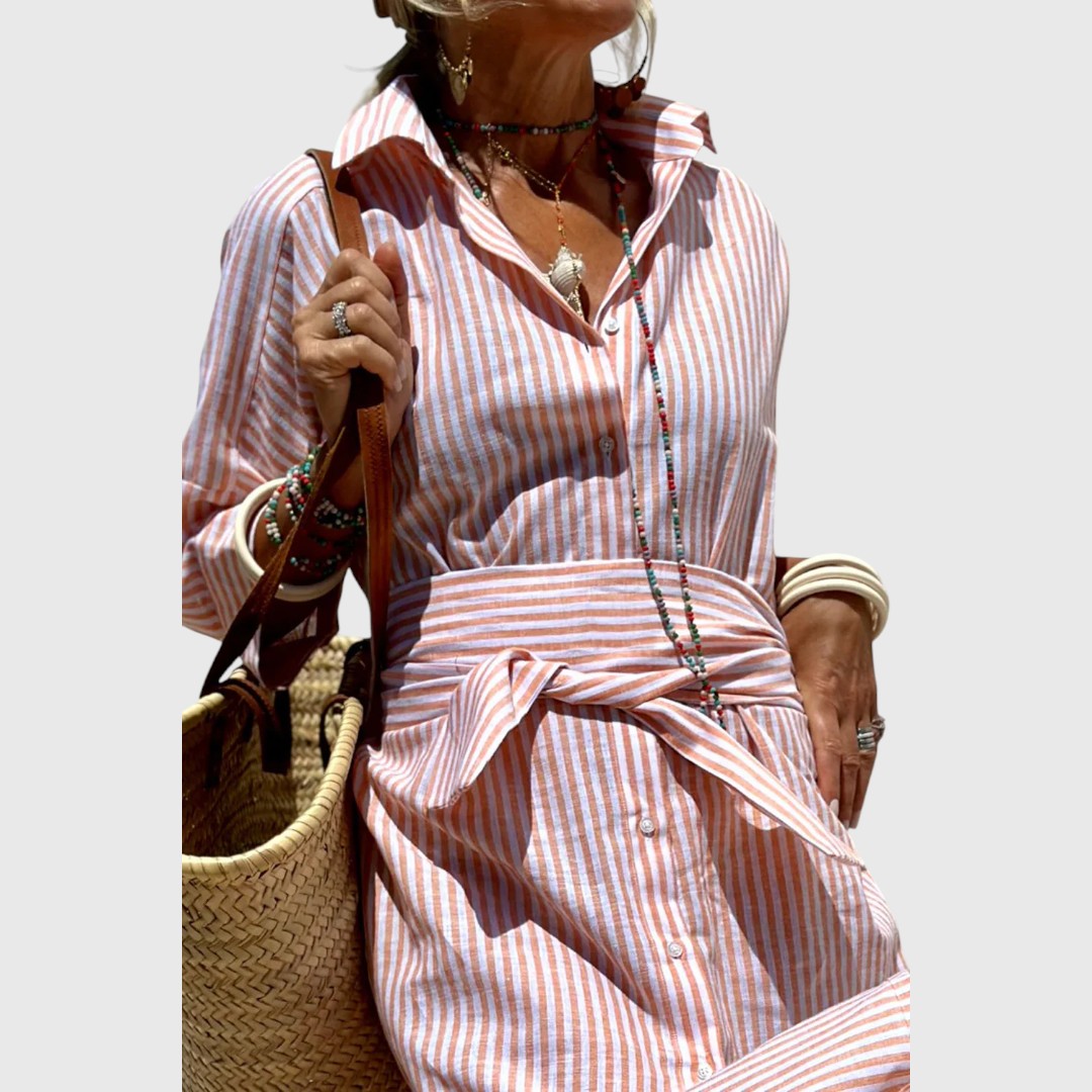 Despinaa - Elegant striped shirt dress