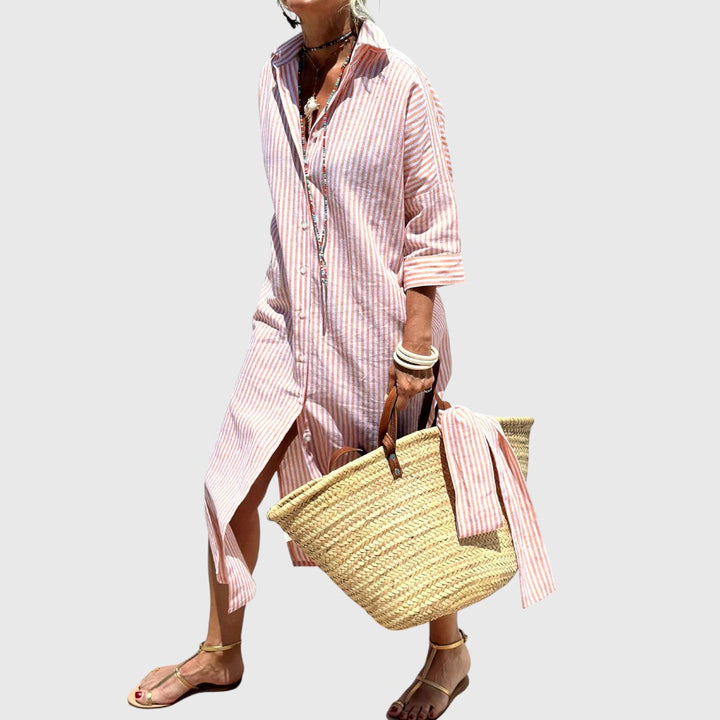 Despinaa - Elegant striped shirt dress