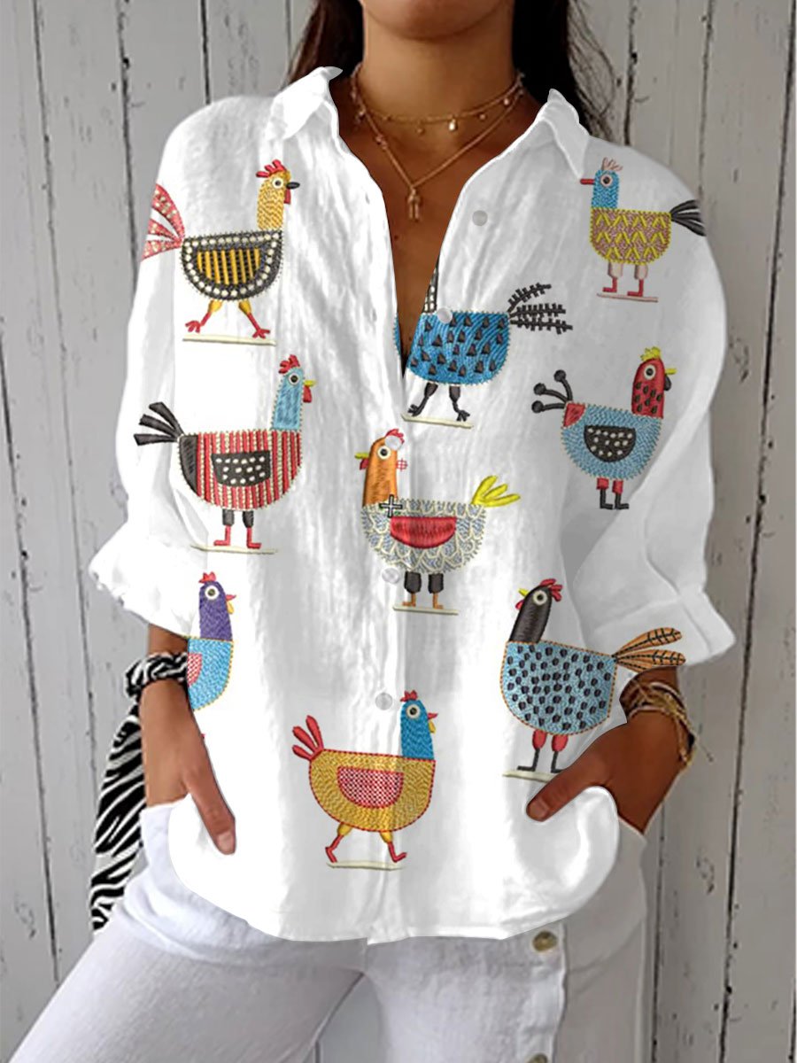 Ingrid | Playful Hen Blouse - ByClothique