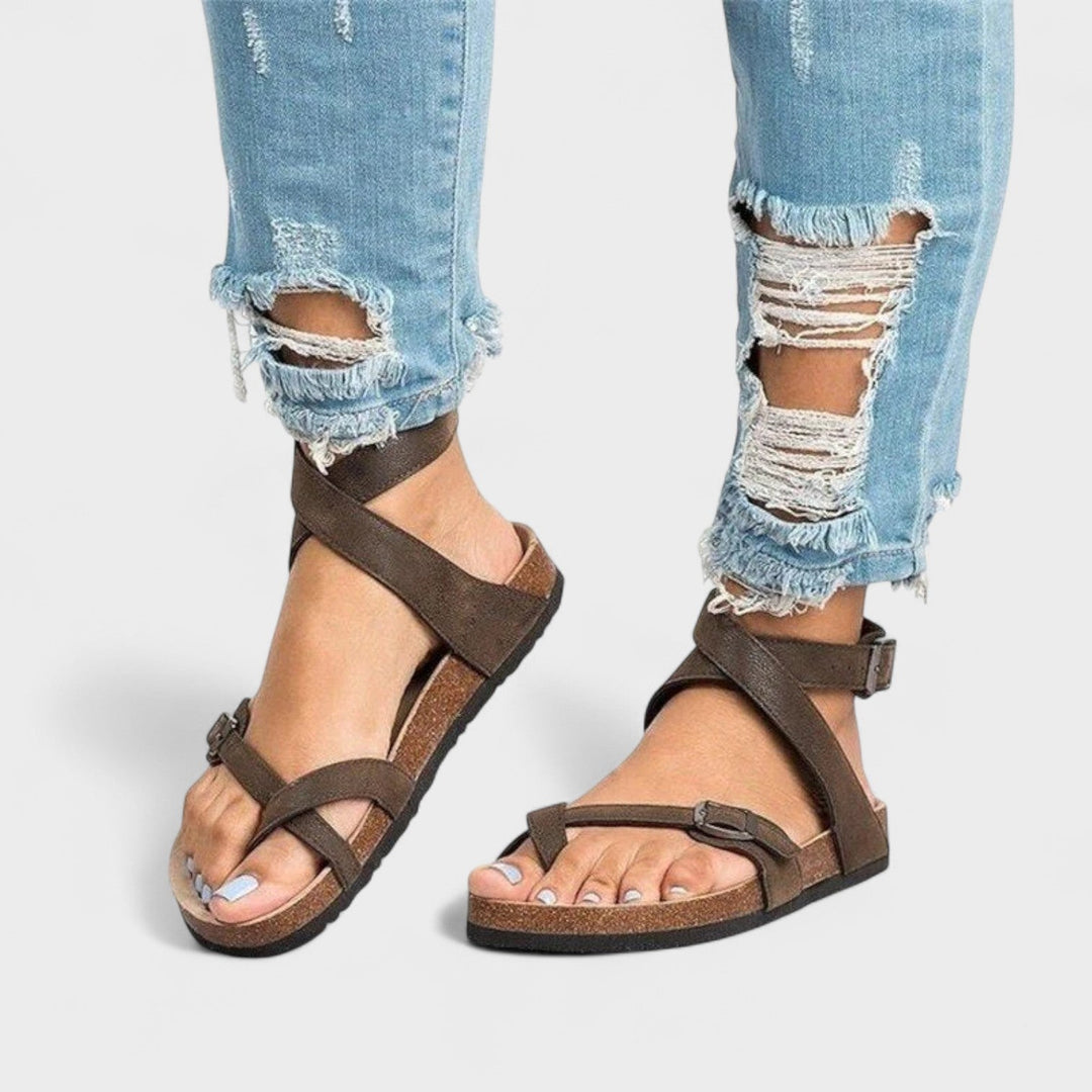 Leonora | Leather Sandals - ByClothique