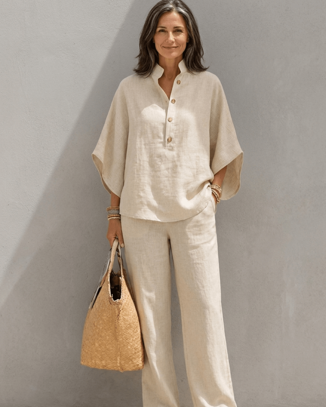 Mariel Batwing - Sleeve Top & Wide - Leg Pants Set - ByClothique