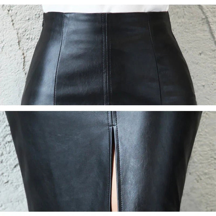 MONIQUE™ – Sleek Black Leather Pencil Skirt - ByClothique