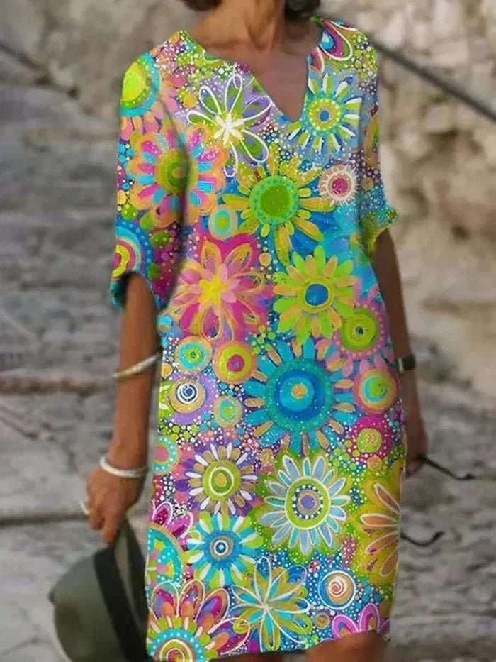 Nira | Vibrant Floral Midi Dress - ByClothique