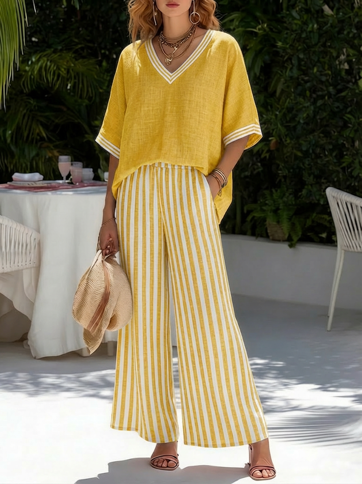Ensemble deux pièces rayé élégant Amélia