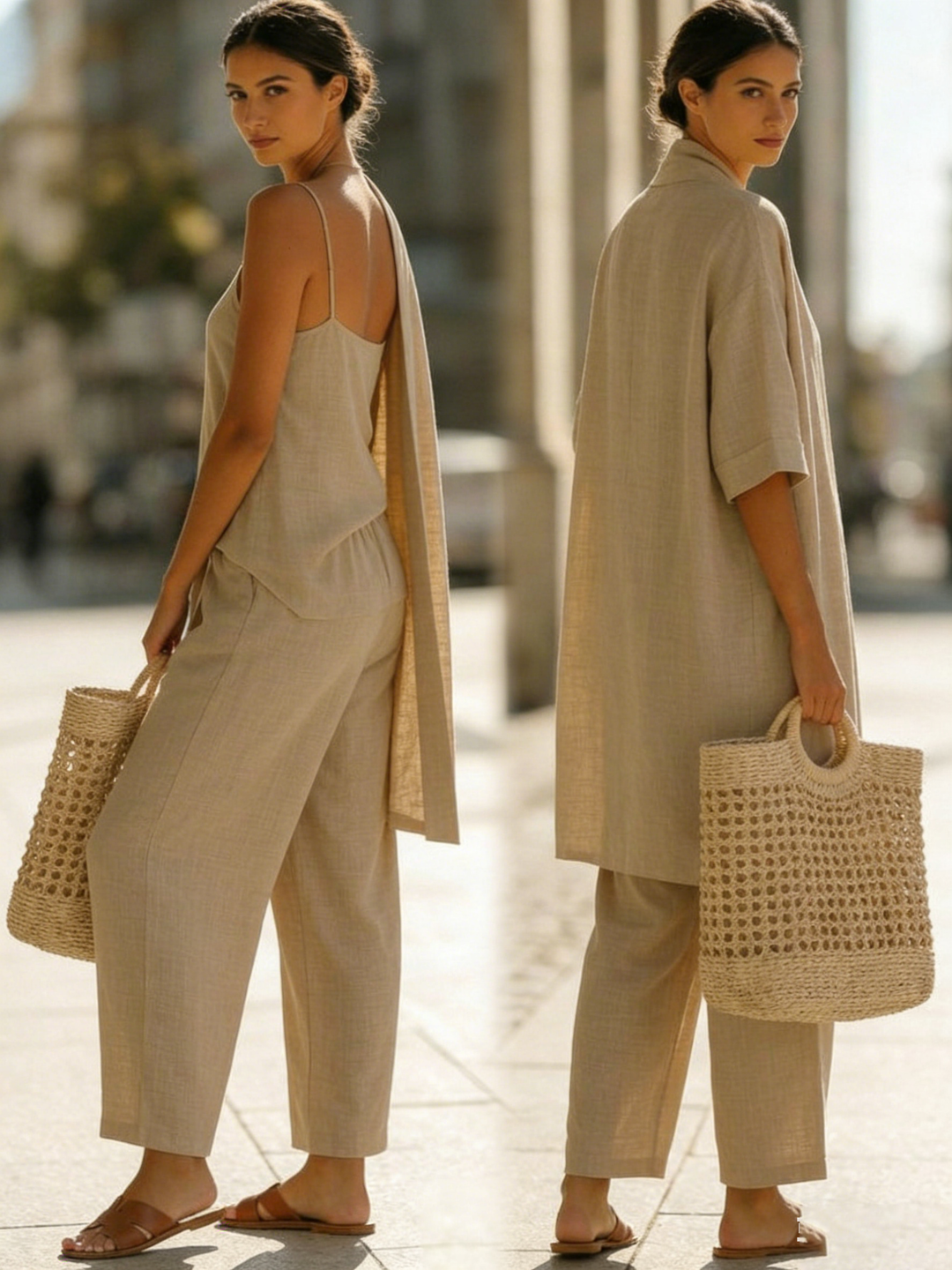 Ensemble trois pièces Bella en lin et coton sans effort