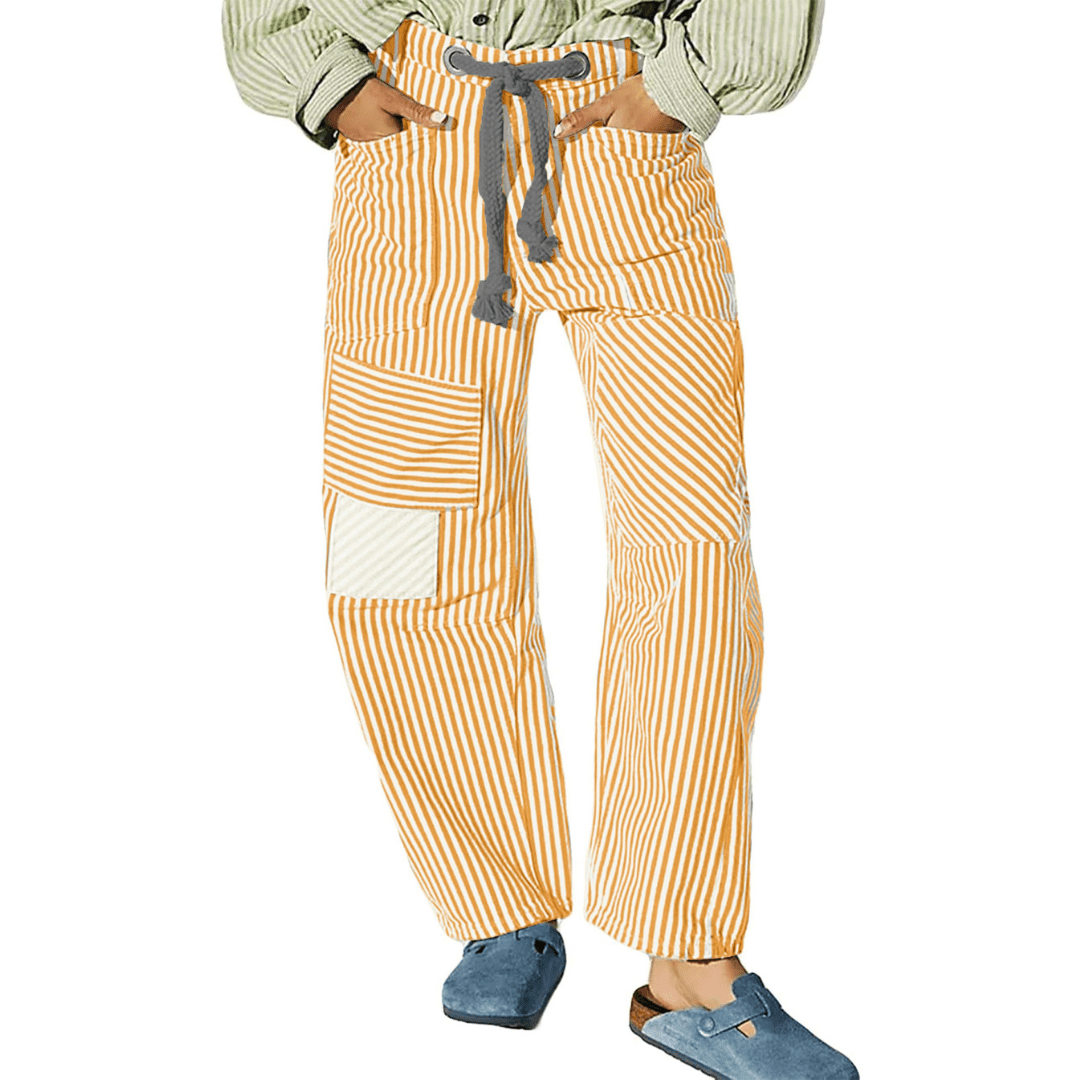 PERLAH™ – Chic Stripe Drawstring Wide - Leg Pants - ByClothique