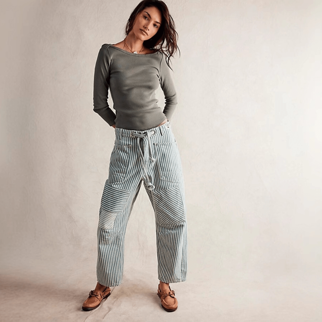 PERLAH™ – Chic Stripe Drawstring Wide - Leg Pants - ByClothique