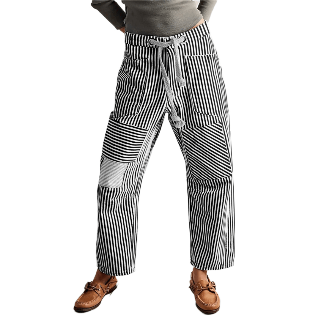 PERLAH™ – Chic Stripe Drawstring Wide - Leg Pants - ByClothique