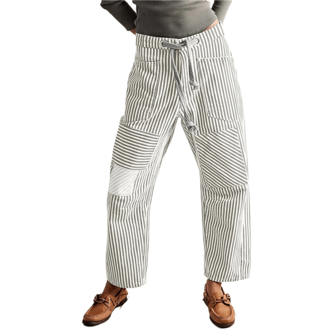 PERLAH™ – Chic Stripe Drawstring Wide - Leg Pants - ByClothique