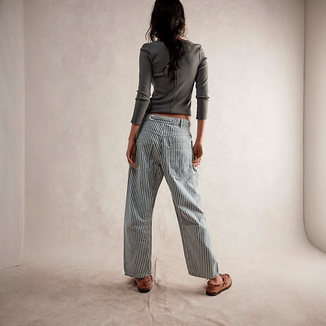 PERLAH™ – Chic Stripe Drawstring Wide - Leg Pants - ByClothique