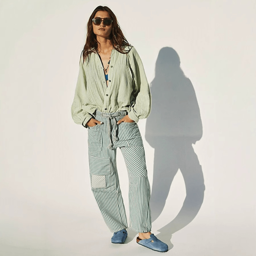 PERLAH™ – Chic Stripe Drawstring Wide - Leg Pants - ByClothique