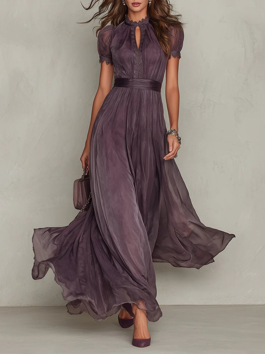 Seraphina™ Lace - Trim Chiffon Maxi Dress - ByClothique