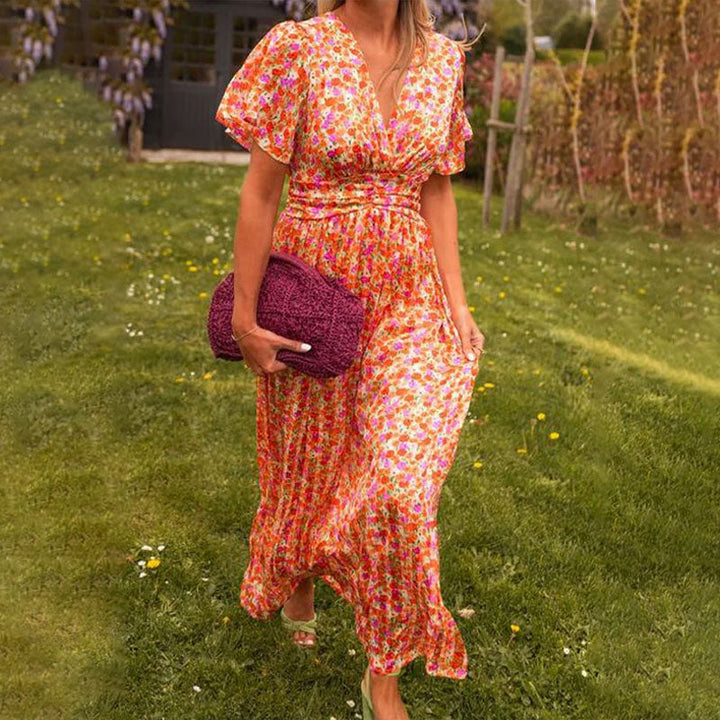 Clymeneona - Classic V-Neck Dress