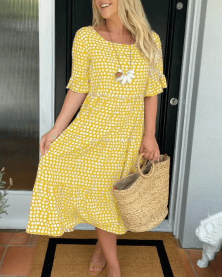 Zora | Sable Short - Sleeve Midi Dress - ByClothique